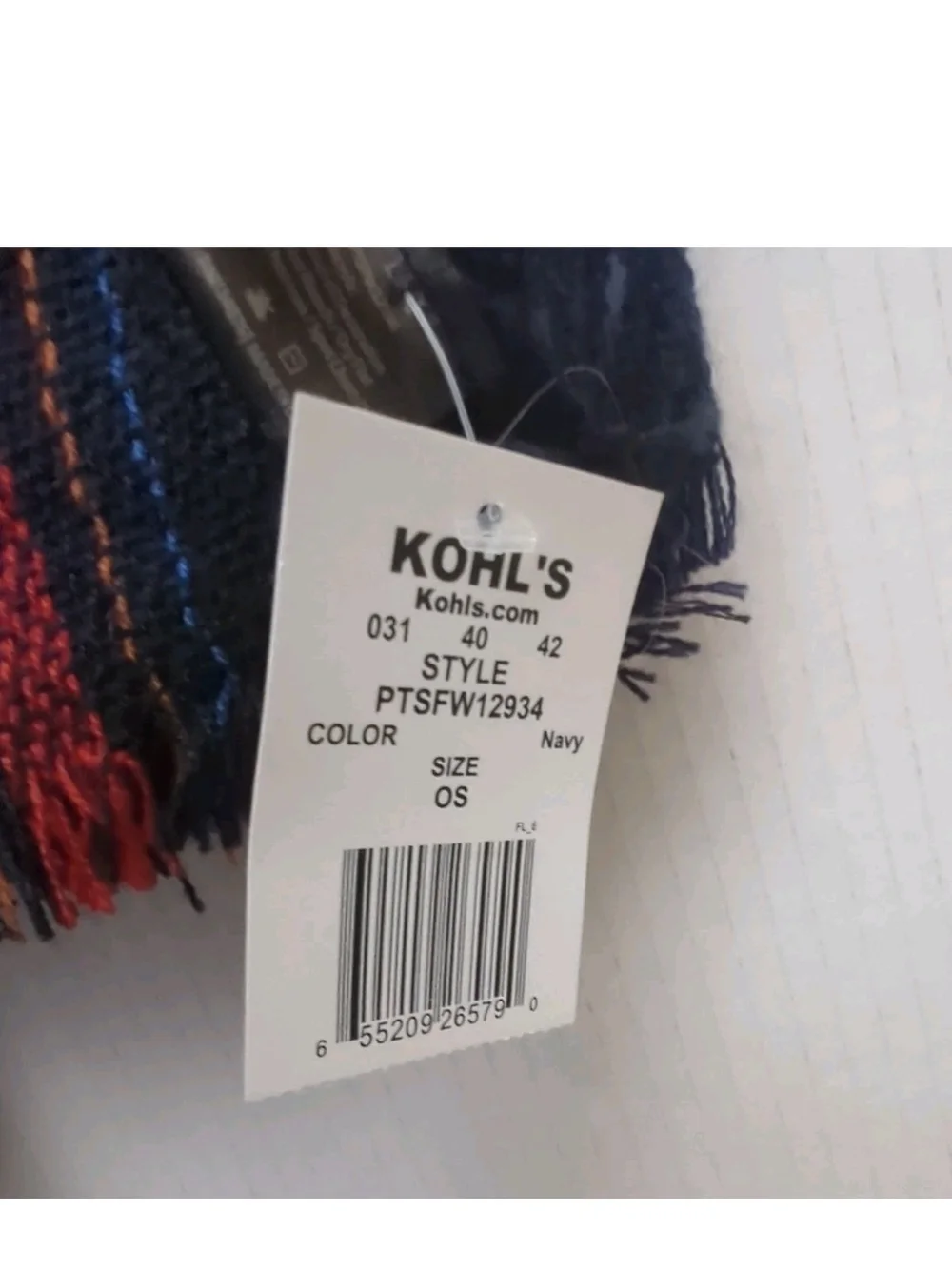 David and Young Navy and Red Plaid Oblong Blanket Scarf
